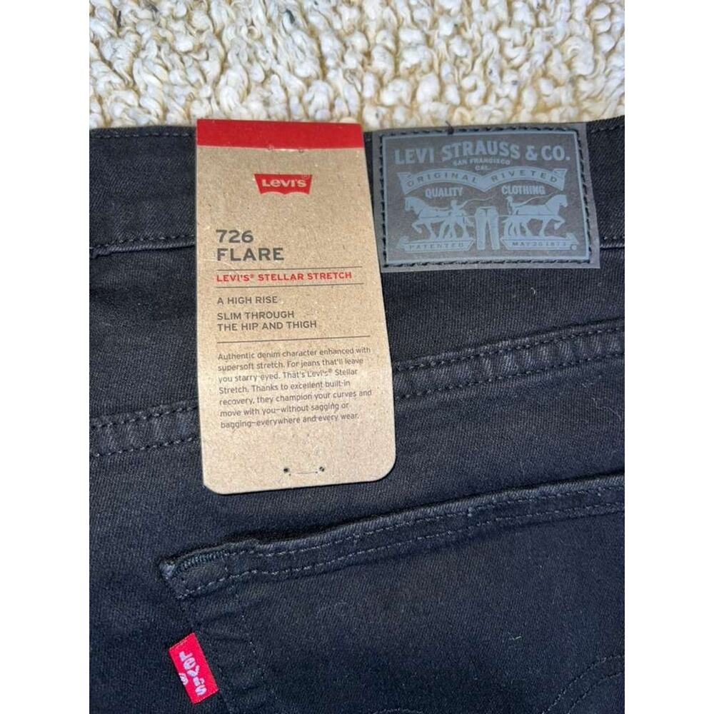 Levi’s 726 Flare Jeans Women’s 30x30 Black High Rise Stretch Slim Fit - Picture 4 of 7